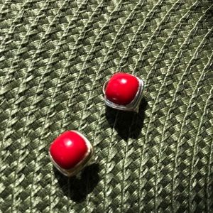 Red Coral Clip Earrings